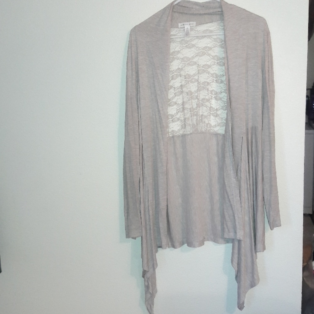 Tan cardigan with lace back